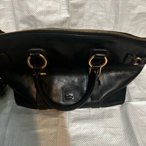 Dooney & Bourke Black Satchel Florentino with brass hardware